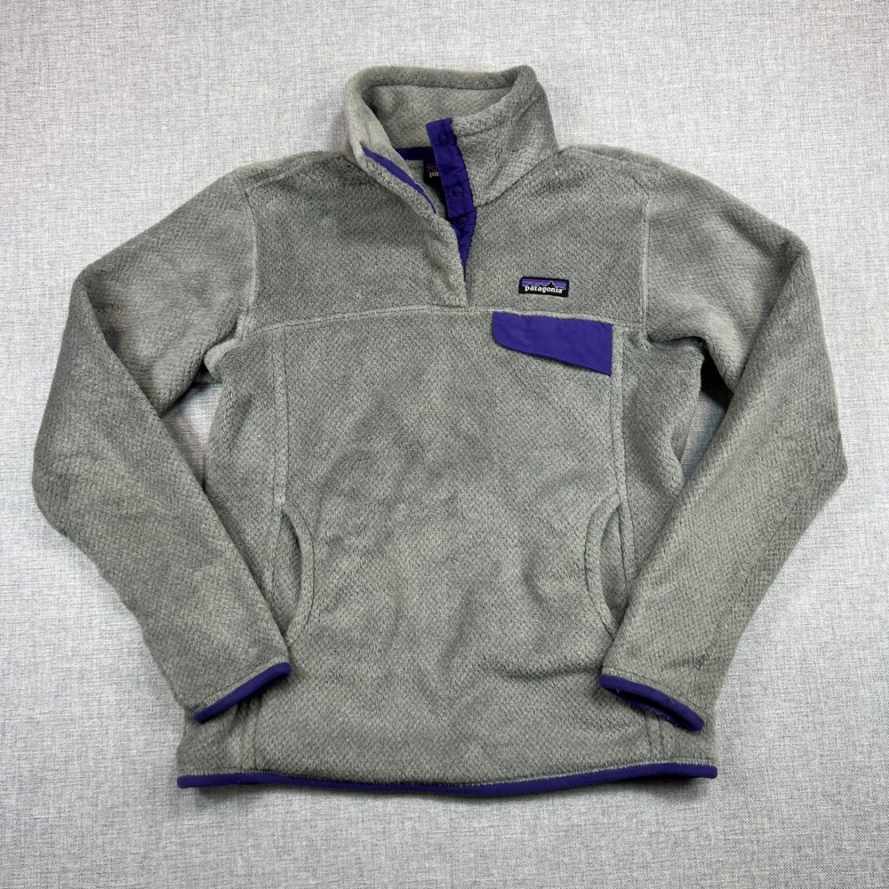 Patagonia Re-Tool Snap-T Fleece Pullover Women‎ M Gray Purple Retro Athleisure